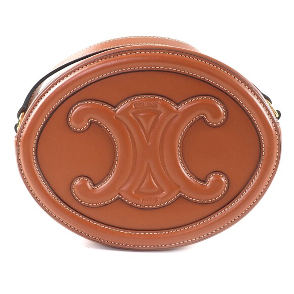 CELINE Handbags - CELINE 19860 Cuile Triomphe Oval Purse Leather Shoulder Bag Tan with Dust Mad...